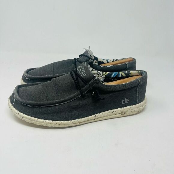 Hey Dude Wally Stretch Slip On Casual Shoes Canvas Black Mens 11 - Picture 1 of 8